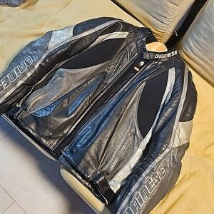 Dainese Men’s Black & Silver Performance Leather Riding Jacket